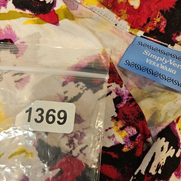 NWT Blouse Simply Vera Womens XL Colorful Asymmetrical Knit Stretch Bold Festive - Picture 12 of 13